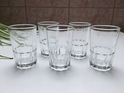 Retro üveg pohár 5cl magyar hitelesített Szent Koronás 5db