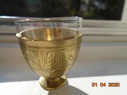Török ottomán ZARF kávés pohár tartó kézzel vésett,kalapált,egyedi mintákkal,tűzálló üveg pohárral