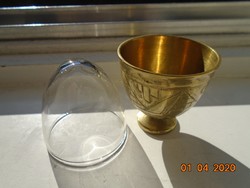 Török ottomán ZARF kávés pohár tartó kézzel vésett,kalapált egyedi mintákkal,tűzálló üveg pohárral