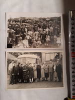 2 old photo postcards (vehicles, people)
