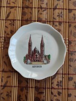 Aquincum retro porcelán szuvenír - Szeged nyaralási emlék tányérka