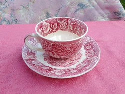 Antik angol jelenetes porcelán csésze aljjal
