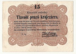 1849 es 15 pengő krajczárra Kossuth bankó papírpénz bankjegy 1848 49 es szabadságharc pénze BABA