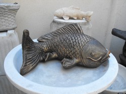 Szép nagy 40cm Koi Ponty Hal bronz os Japán kerti Kő Feng Shui szikla kerti tó műkő szobor