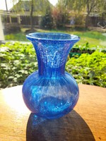 Karcagi fátyolüveg váza - 14,5 cm magas