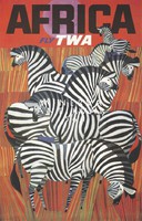 Vintage utazás nyaralás repülés légitársaság reklám plakát reprint nyomat TWA Afrika zebra szavanna