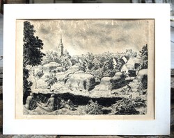 Béla Apáti-Abkarovics (1888-1957): orchard - summer above, 1927 - original etching
