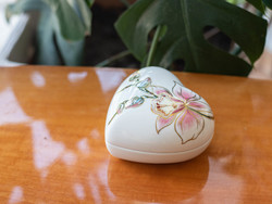 Gyönyörű Zsolnay porcelán bonbonier - klasszikus szépségű ékszeres dobozka orchidea mintával