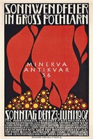 Bécsi szecessziós plakát reprint nyomat nyári napforduló ünnepség Szent Iván 1907 Wiener Werkstätte