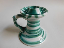 Gmundeni (Gmundner Keramik) zöld csíkos gyertyatartó