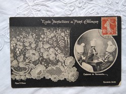 Antik francia fotólap/képeslap Alencon-i csipke készítők, Normandia, folklór, népművészet 1911