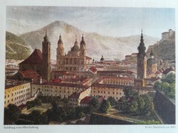 Account Closure-03.24! Salzburg, 1820s steel engraving on canvas postcard ???