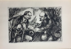 Ismeretlen: Lenin és Gorkij (rézkarc)
