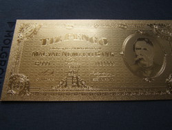 10 pengő aranyozott plasztik bankjegy