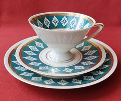 Von Schierholz német porcelán reggeliző szett 3 részes (csésze, csészealj, kistányér)