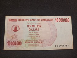 Zimbabwe 10000000 Dollár 2008 Gyönyörű