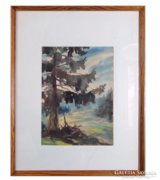 0C195 Gámentzy Zoltán : Akvarell erdőrészlet