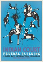 Art deco művészeti kiállítás plakát reprint nyomat amerikai indián barlangrajz antilopvadászat 1938