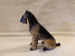 Hollóházi porcelán ülő foxterrier foxi kutya figura 17 cm