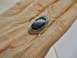 Szép antik art deco  ezüstözött gyűrű ónix kővel