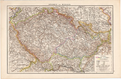 Csehország (Bohémia) és Morvaország térkép 1881, német, eredeti, Európa, XIX. század, atlasz