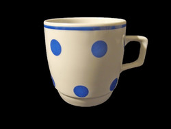 Régi Zsolnay porcelán kék pöttyös bögre, csésze