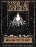 Német szecessziós ipari plakát reprint nyomat Peter Behrens AEG villanykörte geometrikus minimalista