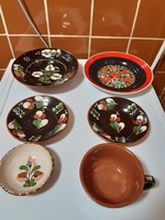 Sárospataki Hollóházi kerámia porcelán csésze fali tányérok