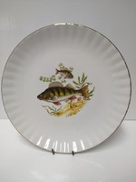 Vintage Bavaria porcelán tányér hal mintával 24,5 cm