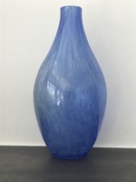 Karcagi fátyolüveg váza királykék színben, modern, letisztult formával