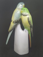 HOLLÓHÁZI papagáj pár porcelán, hibátlan, jelzett