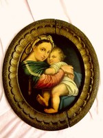Raffaello Santi, Madonna della Seggiola, oil painting, on metal plate,