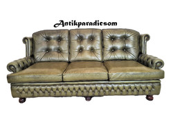 A336 Gyönyörű eredeti chesterfield bőr kanapé
