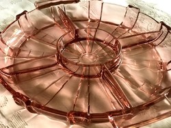 Pink Art Deco Glass Serving Dish