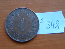 MÁLTA 1 CENT 1972 90-70% Réz, 10-30% Cink,George Cross  S348