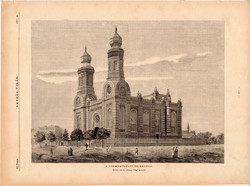 A szombathelyi zsinagóga, fametszet 1881, metszet, nyomat, 22 x 30 cm, Ország - Világ, Szombathely