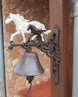 Öntöttvas Gyönyörű lovas csengő kolomp harang falusi paraszti dekoráció 