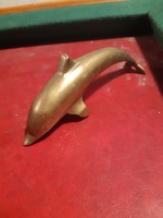 14 cm hosszú régi réz delfin szobor