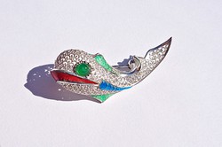 Chinese filigree 800 color colorful fish brooch