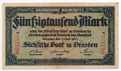 Németország Szászország 50.000 német Márka, 1923, szép