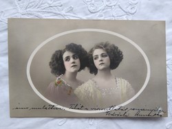 FOGLALT Hamsun részére!!! Antik színezett romantikus képeslap hölgyek különleges frizurával 1909