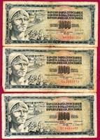 *Külföldi pénzek:  Jugoszlávia  1981  1000 dínár  3 db