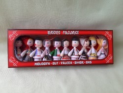 Román népművészeti fa babák (10 darab)