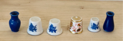 Miniatűr 6 db porcelán váza és gyűszűk