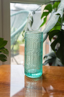 Skandináv stílusú mid-century modern design váza - zöldes árnyalat - retro üveg