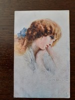 Régi képeslap 1921 Tito Corbella női portré art deco levelezőlap
