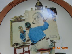 NORMANN ROCKWELL "Tripla önarckép" festménye nyomatával Bradex centenáriumi dísztál
