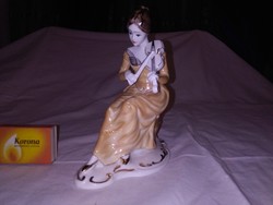 Hegedülő hölgy - figura, nipp, szobor - 16 cm