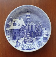 Ironstone Tableware angol jelenetes kék porcelán tányér
