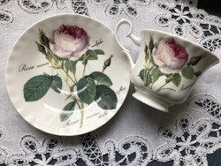 Roy Kirkham Redouté Roses rózsás hófehér csontporcelán teás csésze és alj